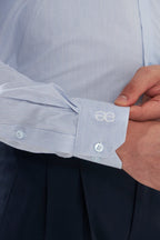 Classic Fit Stripes 100% Cotton Shirt | White & Dark Blue