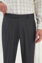 Pleated Tailored Fit Terry-Rayon Trousers | Dark Grey