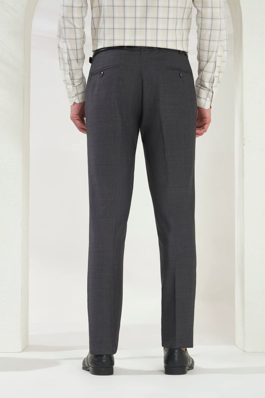 Pleated Tailored Fit Terry-Rayon Trousers | Dark Grey