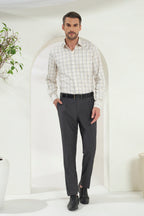 Pleated Tailored Fit Terry-Rayon Trousers | Dark Grey
