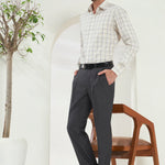 Pleated Tailored Fit Terry-Rayon Trousers | Dark Grey