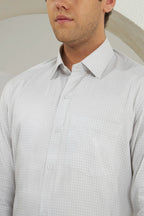 Classic Fit Check 100% Cotton Shirt | White & Grey