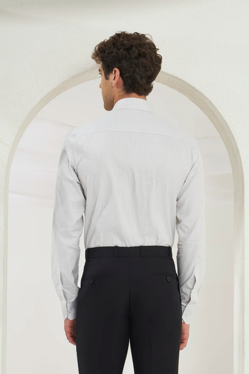 Classic Fit Check 100% Cotton Shirt | White & Grey