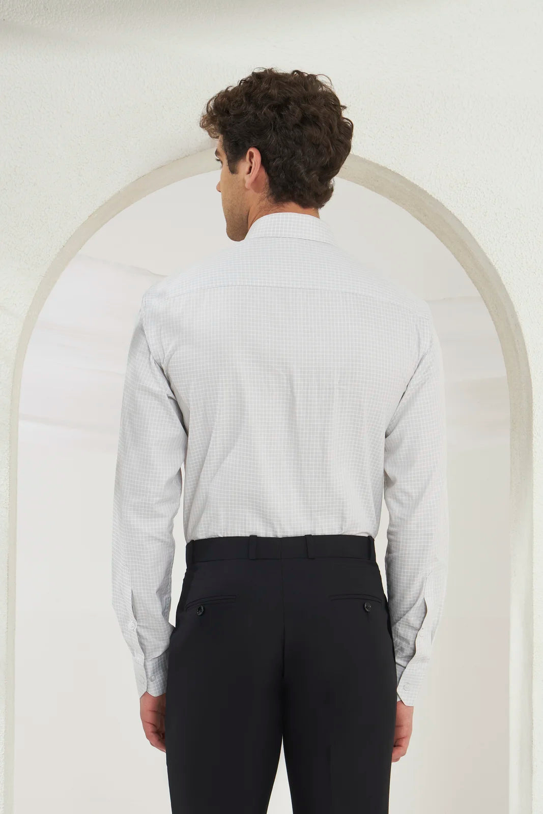 Classic Fit Check 100% Cotton Shirt | White & Grey