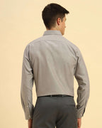 Back view of the Grey Aeternum Men's Textured Cotton-Blend Shirt demonstrating the clean, structured cut.