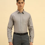 Classic Fit Textured Cotton-Blend Shirt | Grey