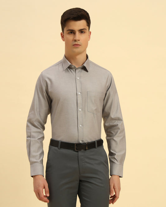 Classic Fit Textured Cotton-Blend Shirt | Grey