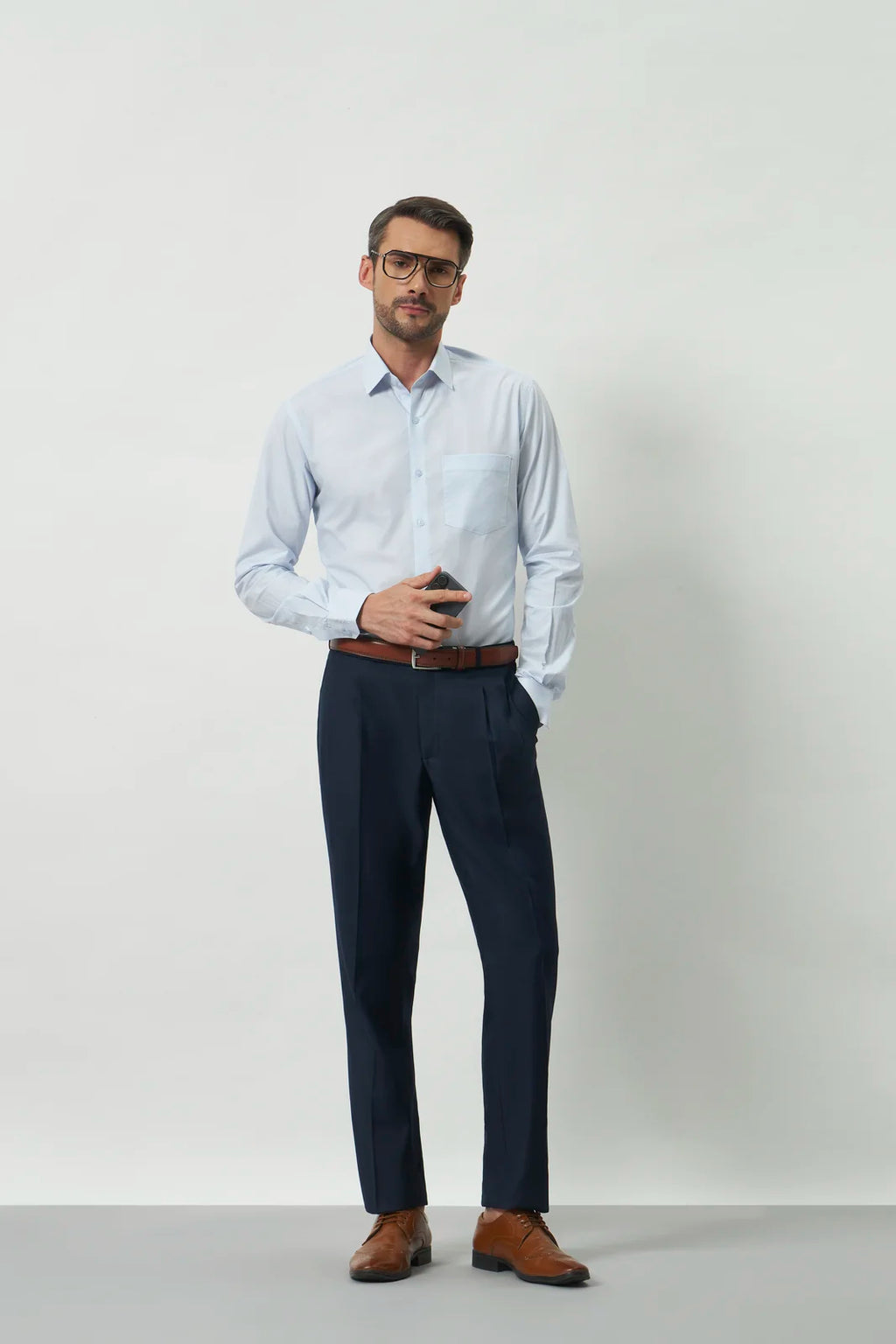 Classic Fit Stripes 100% Cotton Shirt | White & Light Blue