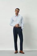Classic Fit Stripes 100% Cotton Shirt | White & Light Blue