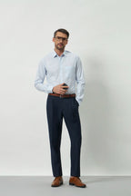 Classic Fit Stripes 100% Cotton Shirt | White & Light Blue
