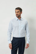 Classic Fit Stripes 100% Cotton Shirt | White & Light Blue