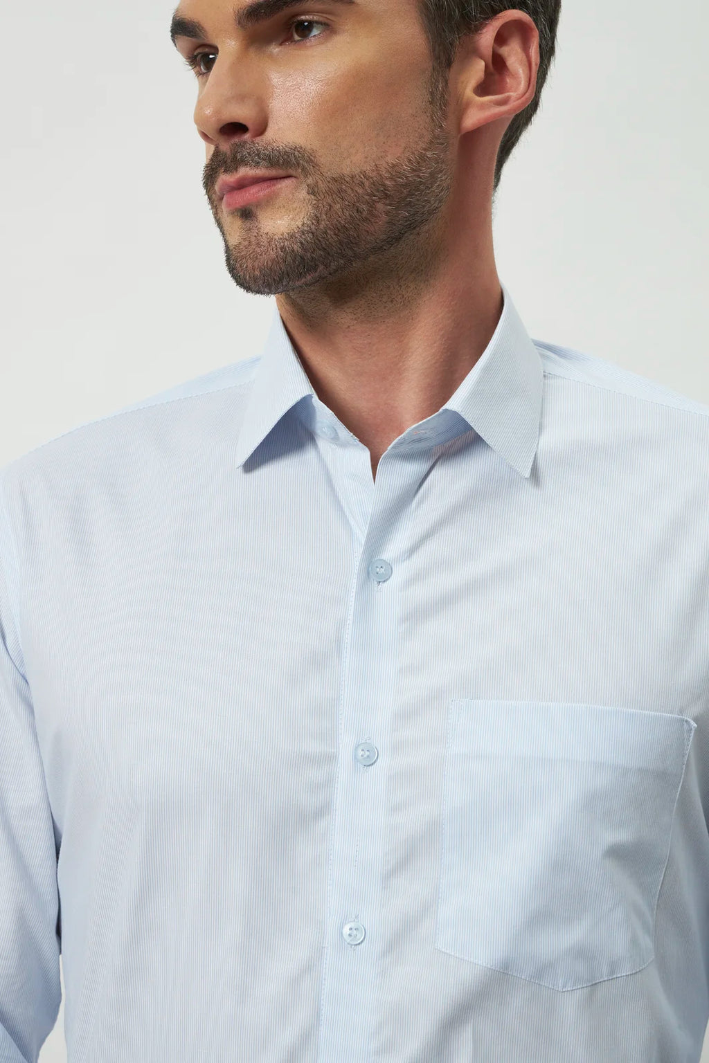 Classic Fit Stripes 100% Cotton Shirt | White & Light Blue