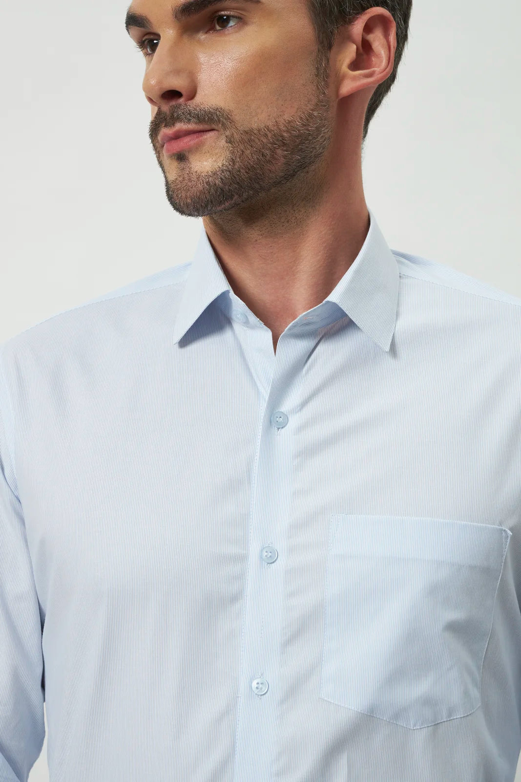Classic Fit Stripes 100% Cotton Shirt | White & Light Blue