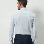 Classic Fit Stripes 100% Cotton Shirt | White & Light Blue