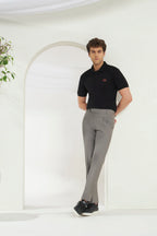 Pleated Tailored Fit Terry-Rayon Trousers | Light Grey