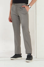 Pleated Tailored Fit Terry-Rayon Trousers | Light Grey