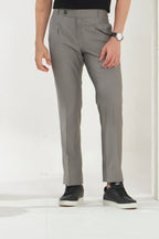 Pleated Tailored Fit Terry-Rayon Trousers | Light Grey
