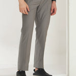 Pleated Tailored Fit Terry-Rayon Trousers | Light Grey