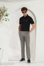 Pleated Tailored Fit Terry-Rayon Trousers | Light Grey