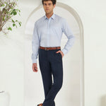 Pleated Tailored Fit Terry-Rayon Trousers | Navy Blue