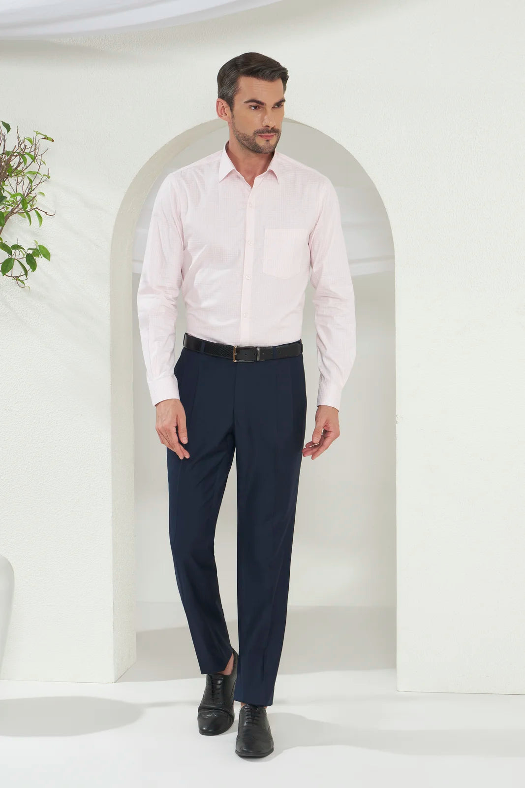 Classic Fit Check 100% Cotton Shirt | White & Pink