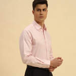 Classic Fit Textured Cotton Shirt | Light Pink