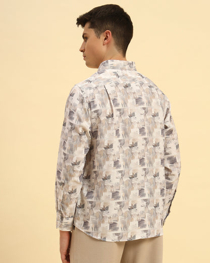 Classic Fit Printed French Cotton-Viscose Shirt