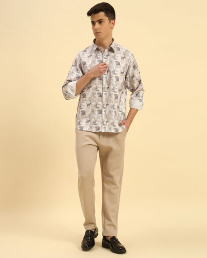 Classic Fit Printed French Cotton-Viscose Shirt