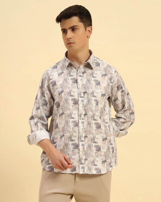 Classic Fit Printed French Cotton-Viscose Shirt