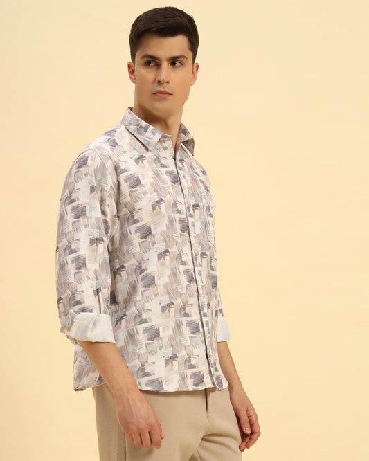 Classic Fit Printed French Cotton-Viscose Shirt