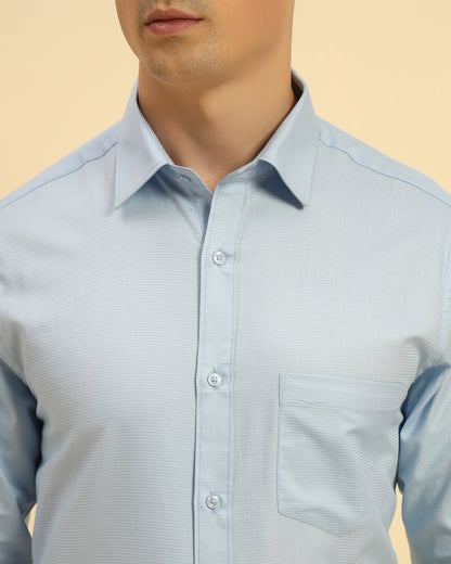 Classic Fit Corded Cotton-Blend Shirt | Sky Blue