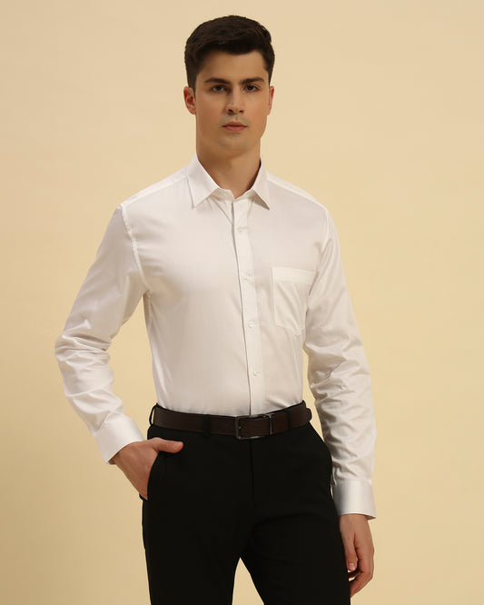 Classic Fit Giza Cotton Satin Shirt | White