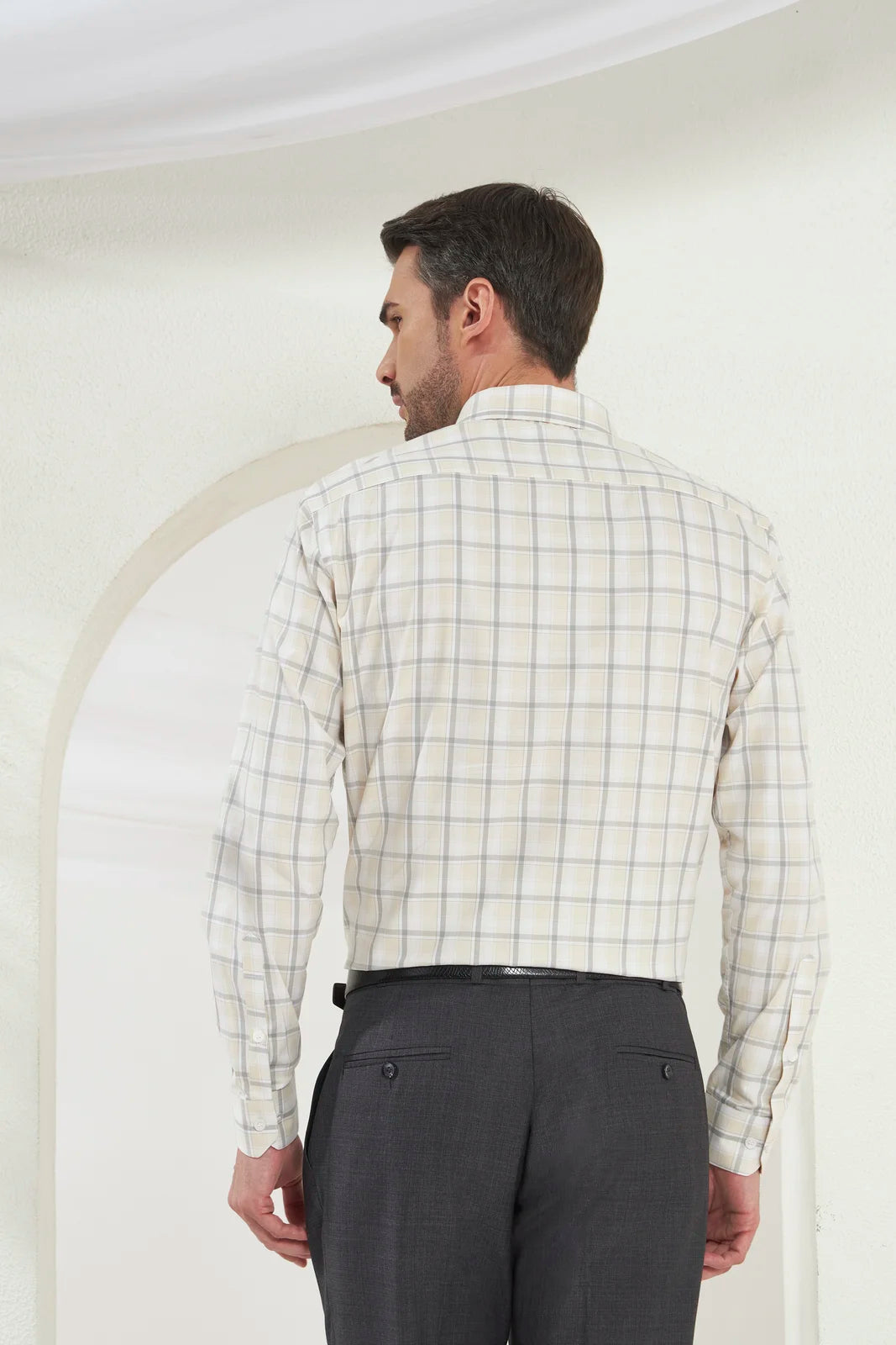 Classic Fit Check 100% Cotton Shirt | Yellow & Grey
