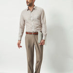 Classic Fit Striped Poly-Viscose Shirt | Yellow-Grey