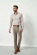 Classic Fit Striped Poly-Viscose Shirt | Yellow-Grey