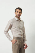 Classic Fit Striped Poly-Viscose Shirt | Yellow-Grey
