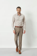 Classic Fit Striped Poly-Viscose Shirt | Yellow-Grey