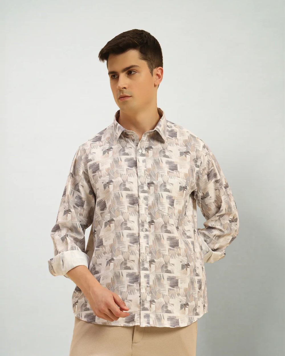Classic Fit Printed French Cotton-Viscose Shirt